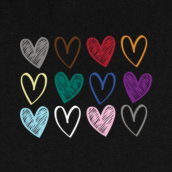 Alternate Picture of Rainbow Hearts Heavyweight Relaxed Fit Hoodie