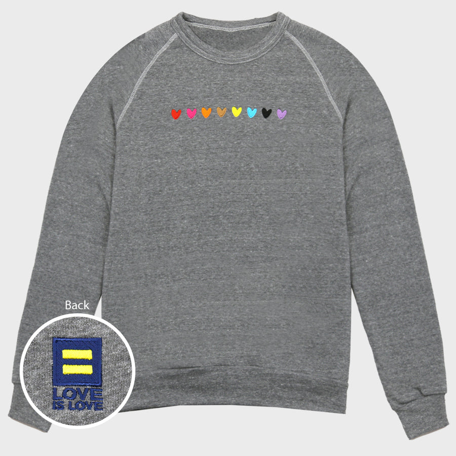 Image 1 of Love is Love Embroidered Hearts Sweatshirt