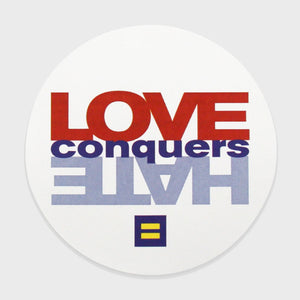 Thumbnail 2 of Love Conquers Hate® Circular Bumper Sticker 2 Pack