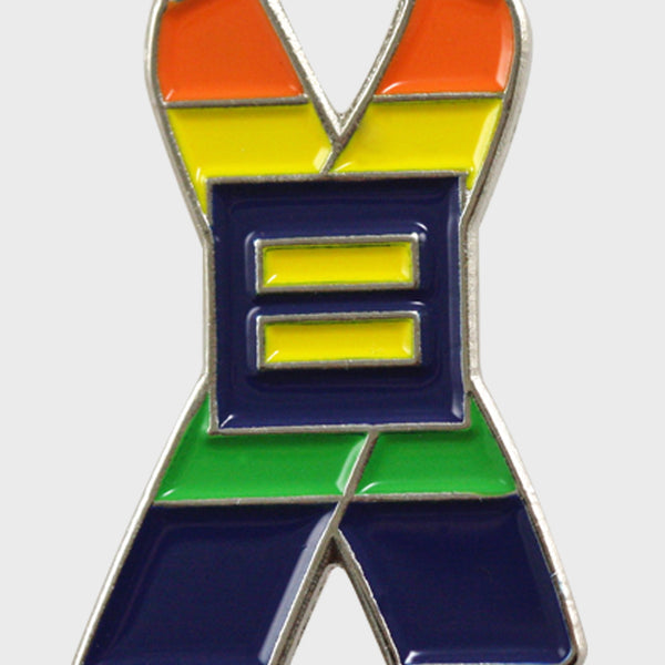 Alternate Picture of HRC Rainbow Ribbon Lapel Pin