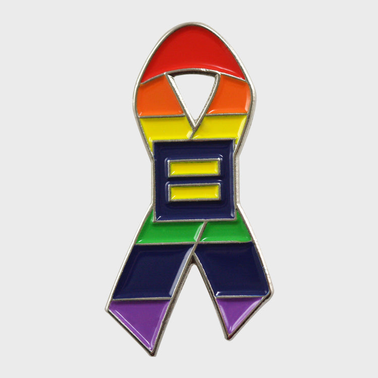 Image 1 of HRC Rainbow Ribbon Lapel Pin