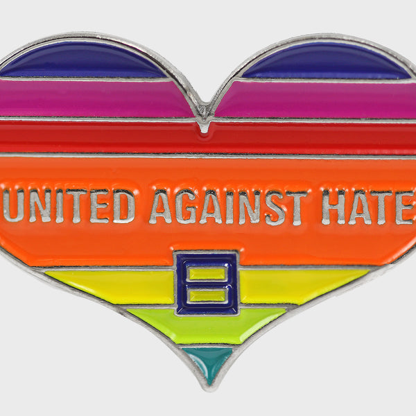 Alternate Picture of United Against Hate Pride Heart Pin