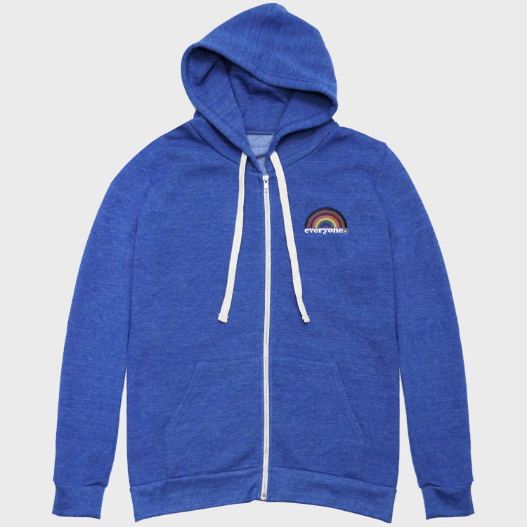 Image 1 of Everyone Rainbow Embroidered Zip Hoodie