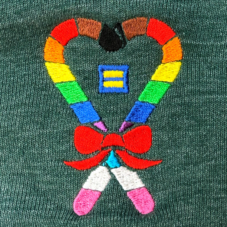 Image 2 of Rainbow Candy Cane Heart Zip Hoodie