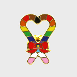Thumbnail 1 of Rainbow Candy Cane Heart Lapel Pin