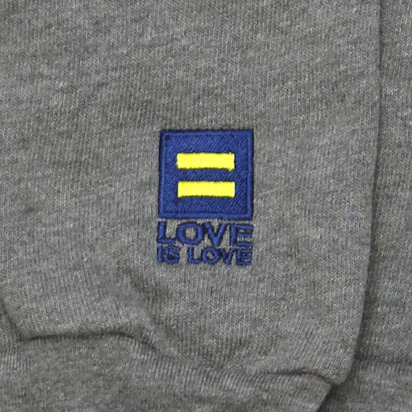 Alternate Picture of Love Is Love Embroidered Hearts Zip Hoodie