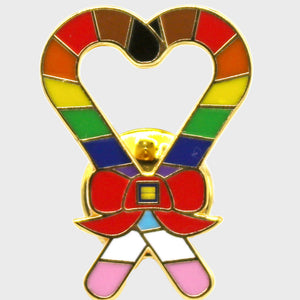 Thumbnail 2 of Rainbow Candy Cane Heart Lapel Pin