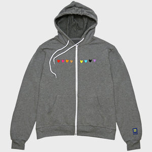 Thumbnail 1 of Love Is Love Embroidered Hearts Zip Hoodie