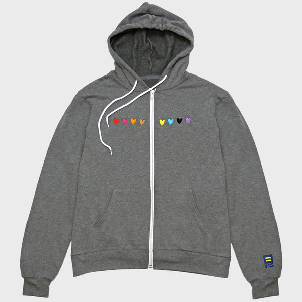 Picture of Love Is Love Embroidered Hearts Zip Hoodie