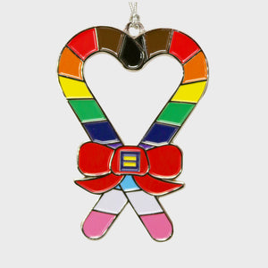 Thumbnail 2 of Rainbow Candy Cane Heart Ornament