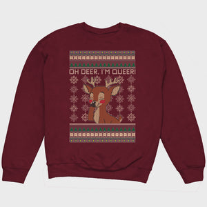 Thumbnail 1 of Oh Deer, I'm Queer Ugly Holiday Sweatshirt