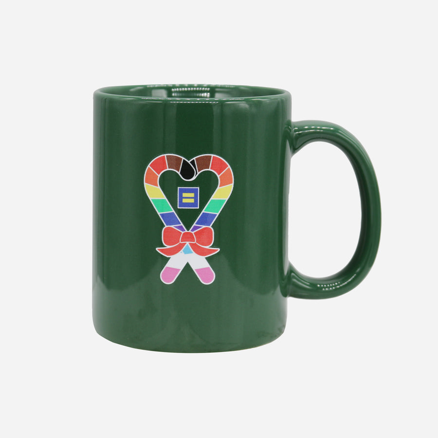 Image 1 of Rainbow Candy Cane Heart Mug