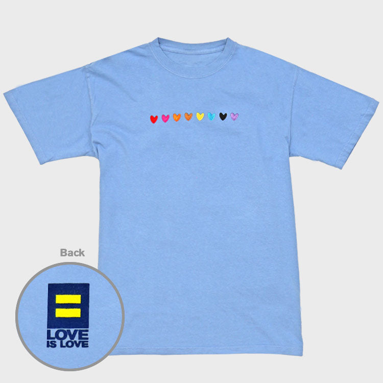 Image 1 of Love is Love Embroidered Hearts T-Shirt