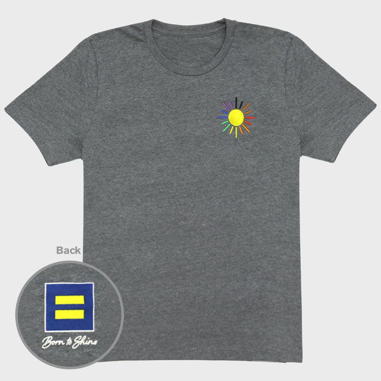 Image 1 of Born To Shine Embroidered Rainbow Sun T-Shirt