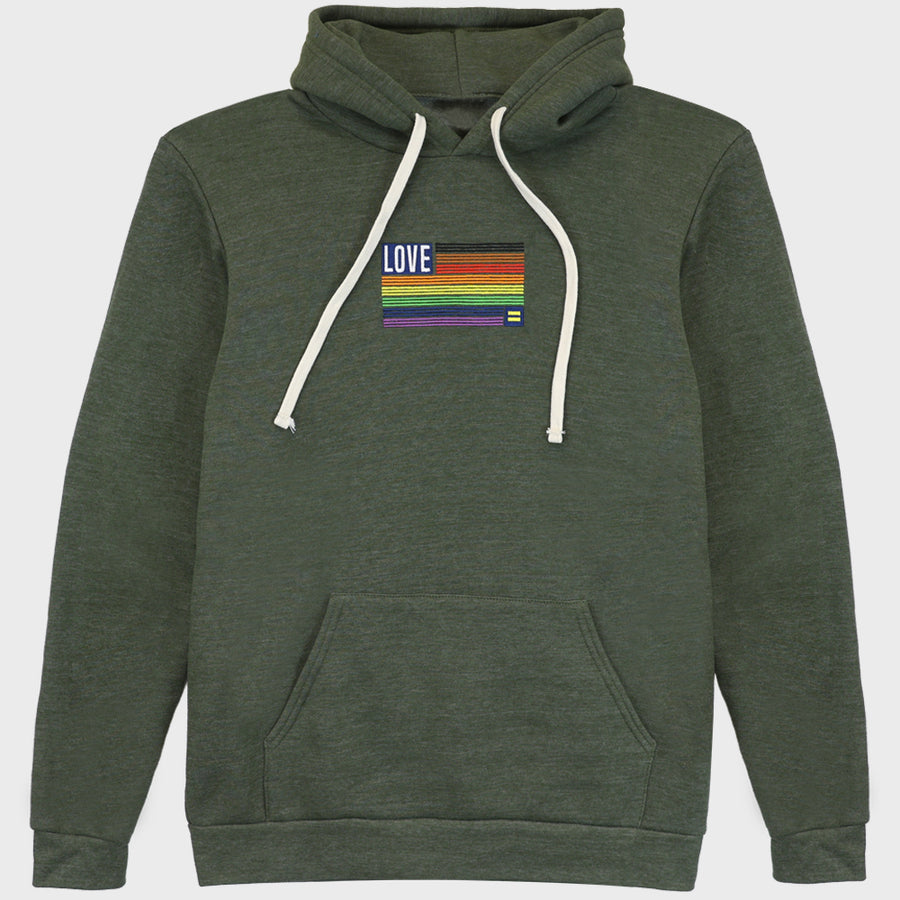 Image 1 of Love Rainbow Flag Embroidered Hoodie