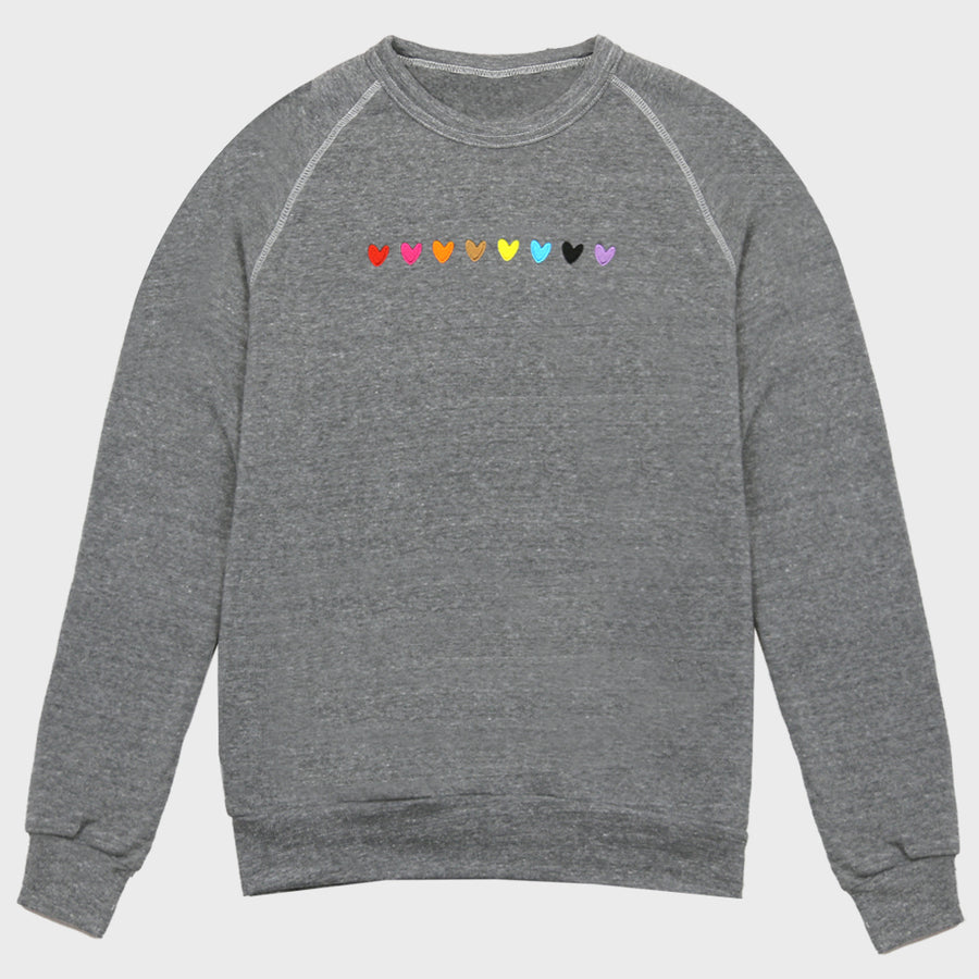 Image 1 of Love is Love Embroidered Hearts Sweatshirt