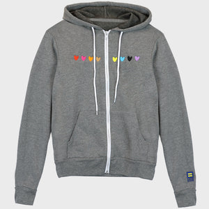 Thumbnail 1 of Love Is Love Embroidered Hearts Zip Hoodie