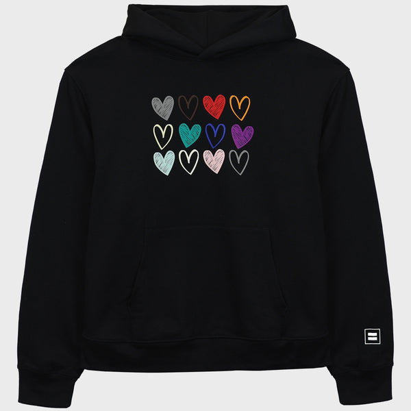 Picture of Rainbow Hearts Heavyweight Relaxed Fit Hoodie