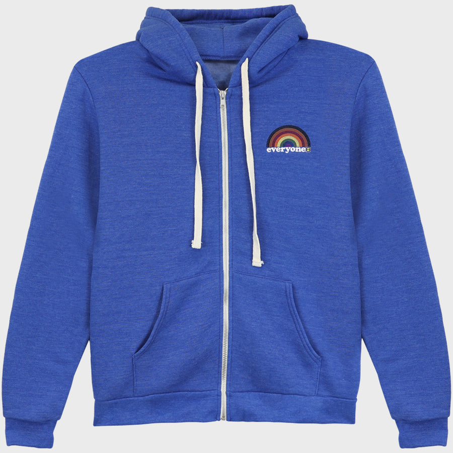 Image 1 of Everyone Rainbow Embroidered Zip Hoodie