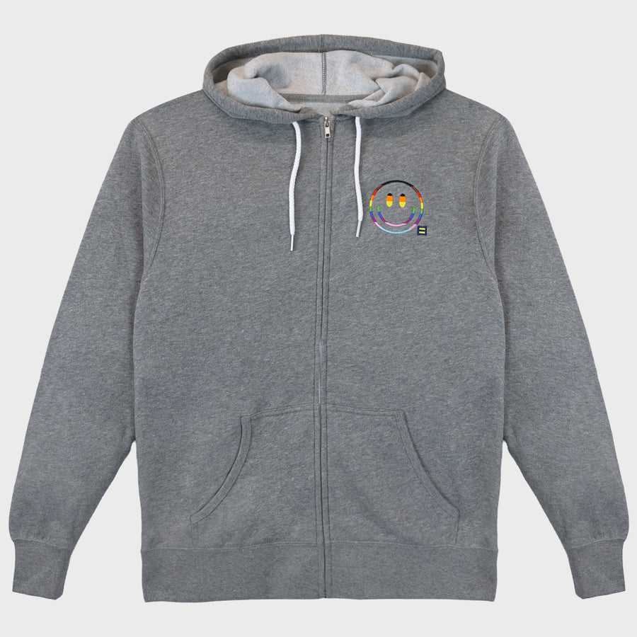 Image 1 of Rainbow Smiley Zip Hoodie