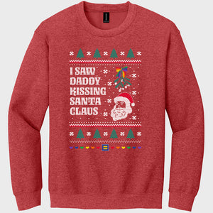 Thumbnail 1 of I Saw Daddy Kissing Santa Claus Ugly Holiday Sweatshirt