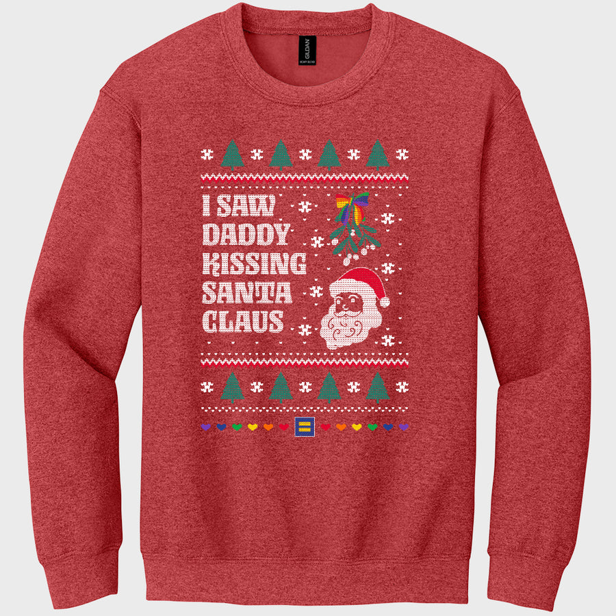 Image 1 of I Saw Daddy Kissing Santa Claus Ugly Holiday Sweatshirt