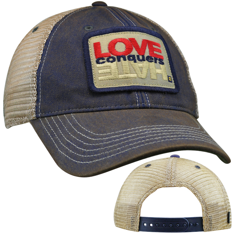 hrc love conquers hate trucker mesh back cap