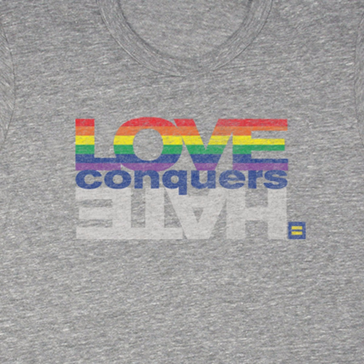 HRC rainbow love conquers hate tee gay LGBTQ+ equal rights human rights campaign