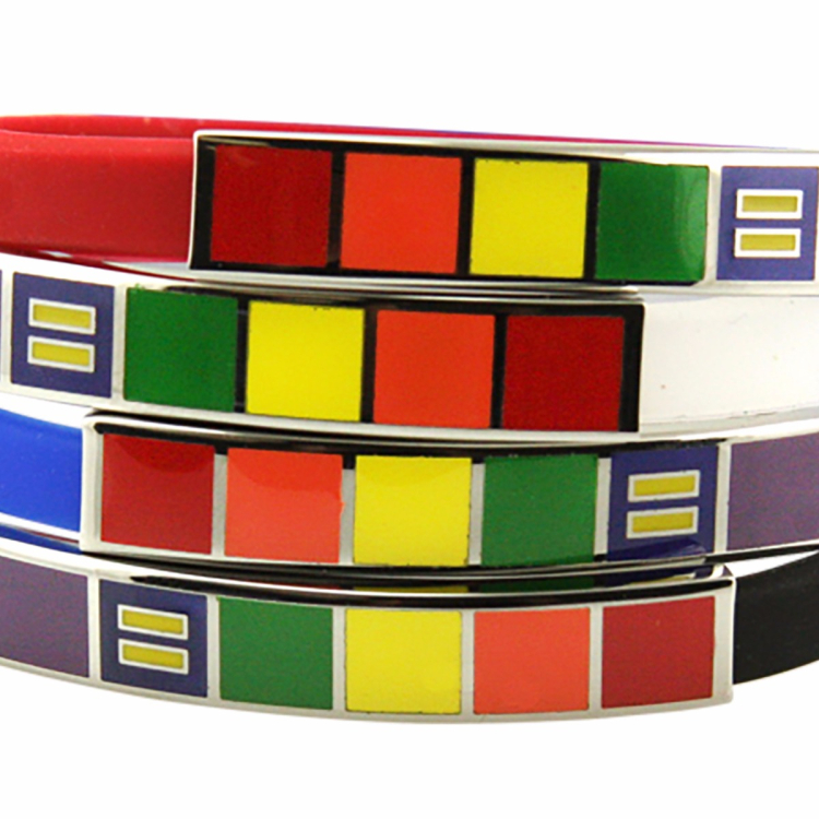 hrc human rights campaign lgbtq+ gay rights Rainbow Block Wristband