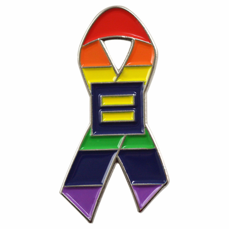 hrc human rights campaign pride rainbow supports gay lgbt equal rights ribbon lapel pin