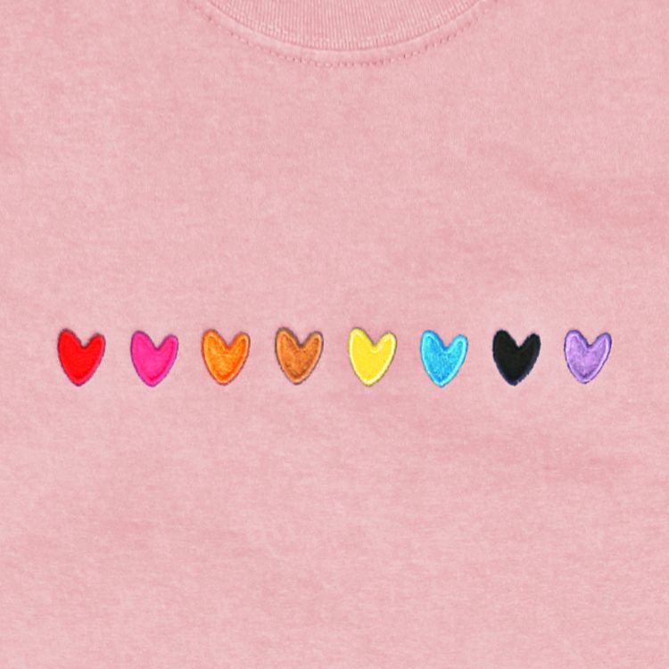 Love is Love Embroidered Hearts T-Shirt