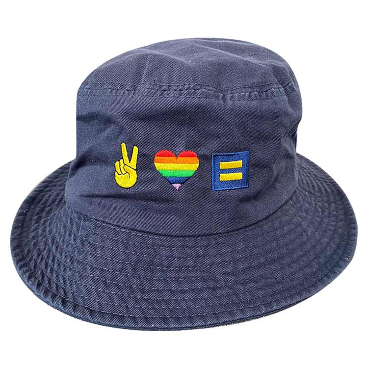 Peace, Love, Equality - Rainbow Pride Bucket Hat | HRC
