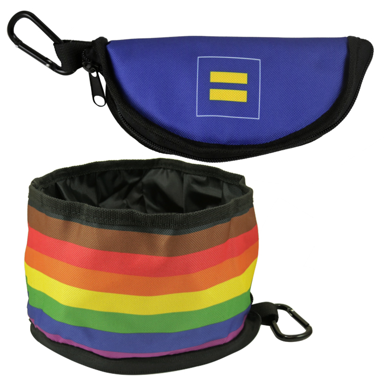 Rainbow Zippered Foldable Travel Dog Bowl