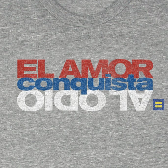 HRC spanish spain love conquers hate tee gay LGBTQ+ equal rights human rights campaign