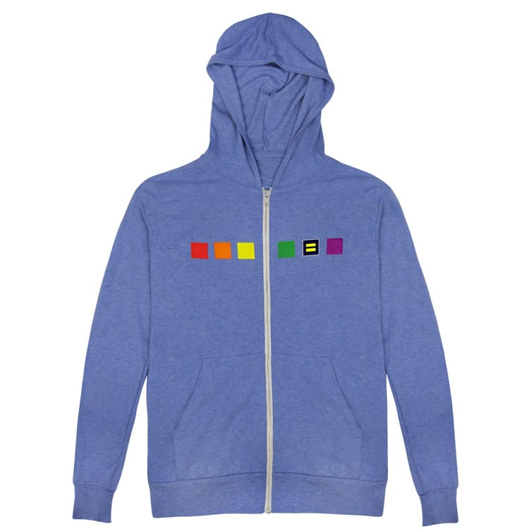 HRC human rights campaign color block hoody supports LGBTQ+ gay equal rights