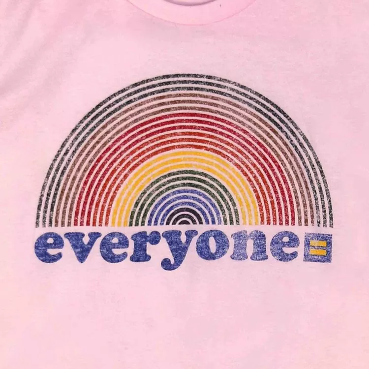 Everyone Rainbow Shirt M White by Human Rights Campaign